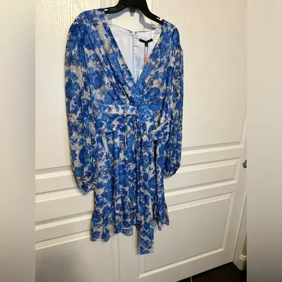 NWT Alex Marie Blue Floral Long Sleeve Dress sz 16 - Picture 2 of 4